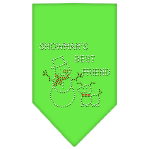 Snowman's Best Friend Rhinestone Bandana Lime Green Large
